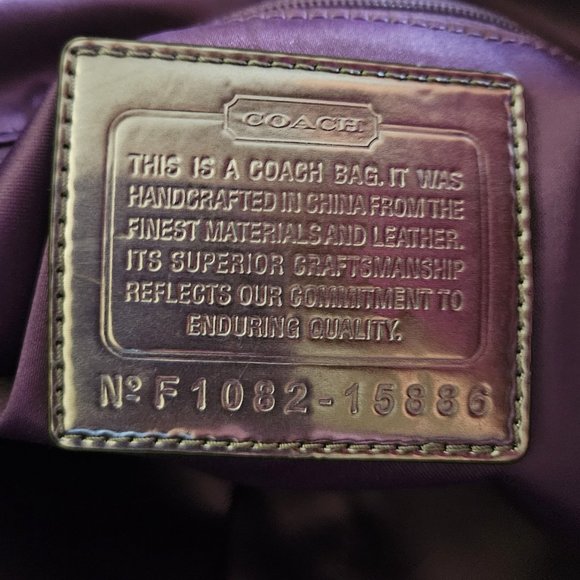 Coach Limited Edition Poppy Purple Tartan Plaid Large Glam Tote Bag - Picture 7 of 10